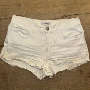O2 Denim White Jean Shorts M Nordstroms Saks Distressed Cutoff Low Waist RARE